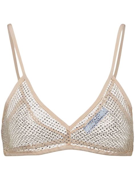 Prada Bralette Mit Strass Nude Farfetch De