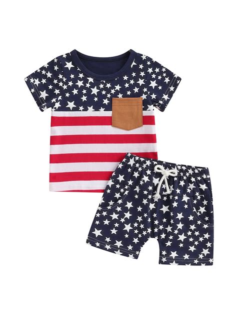 Qtinghua Infant Toddler Baby Boy 4th Of July Outfits Short Sleeve