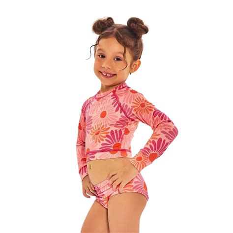 Compre Biquíni Hot Pant UV LINE Estampa Dayse Solar Rose V Infantil Proteção Solar