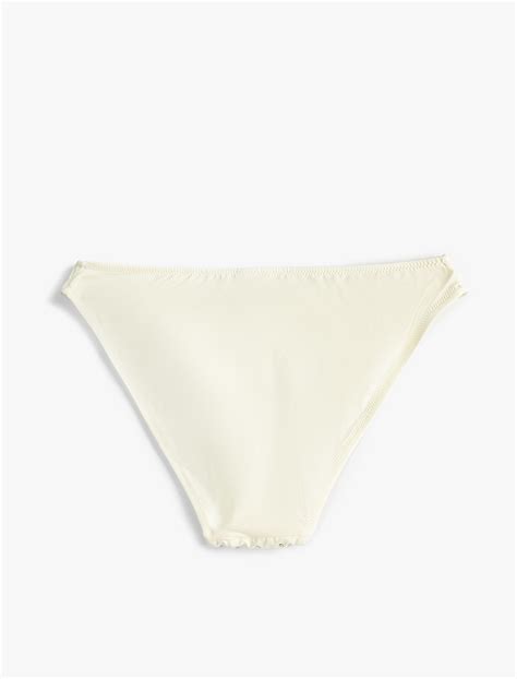 Beyaz Kad N Bikini Alt V Kesim Normal Bel Parlak Ta Lemeli Sak Mm Koton