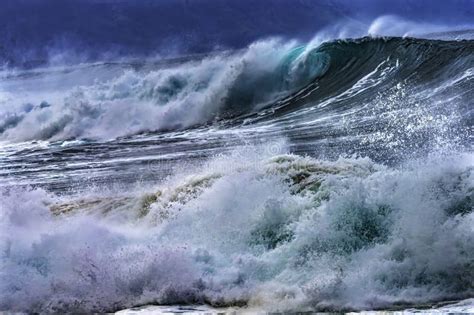 Colorful Large Wave Waimea Bay North Shore Oahu Hawaii Stock Image