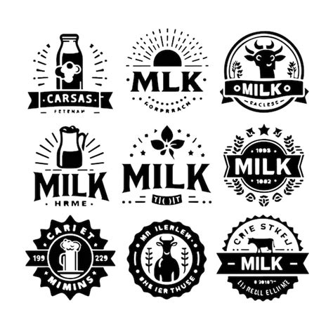 Premium Vector Set Of Milk Logos Labels Badges Emblems With Splashes