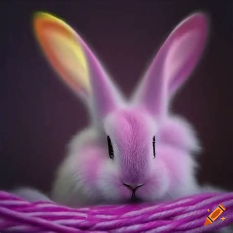 Fluffy Bunny Playing With Colorful Ropes On Craiyon