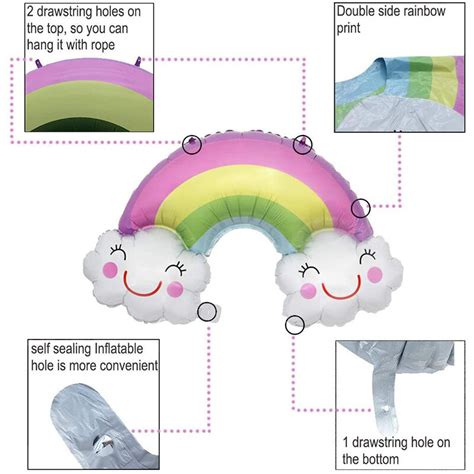 Grande Tamanho Polegada Bonito Folha Arco Ris Nuvem Bal Es Pastel