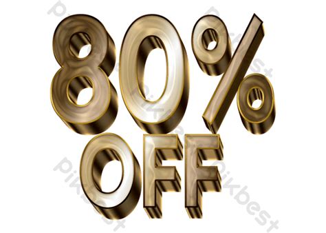 80 Percent Off Golden 3d Style Design Png Images Psd Free Download