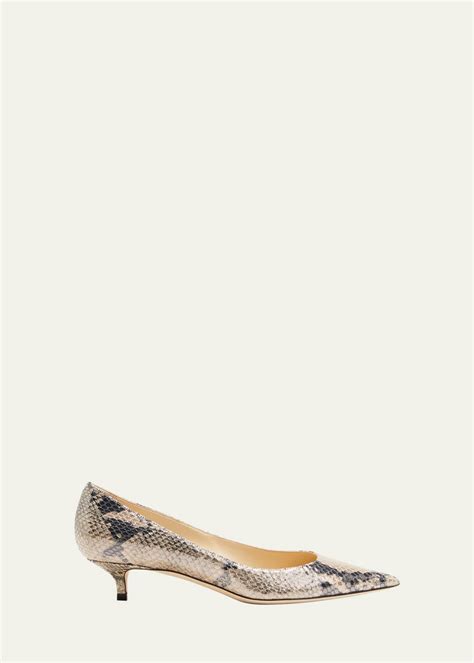 Jimmy Choo Amelia Embossed Kitten Heel Pumps Bergdorf Goodman