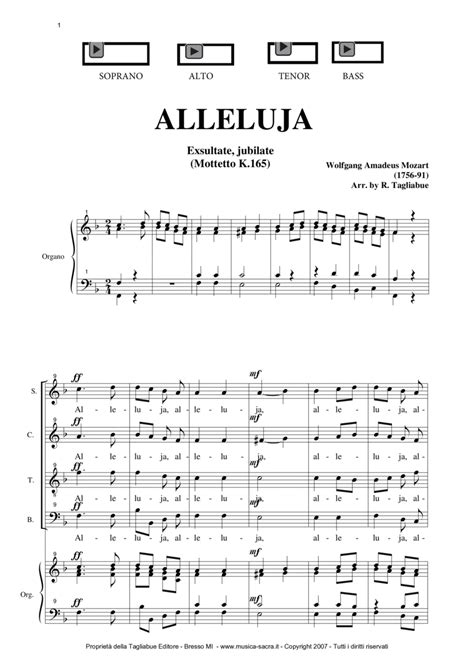 Alleluja Exsultate Jubilate K W A Mozart Arr For Satb Choir