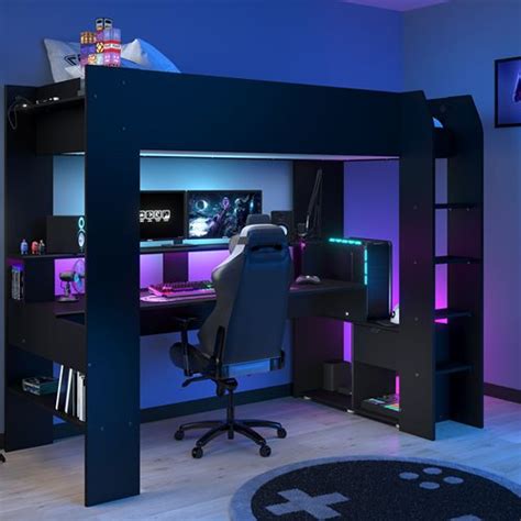 Battlebunk X Rocker® Gaming Metal Bunk Bed With Desk Black