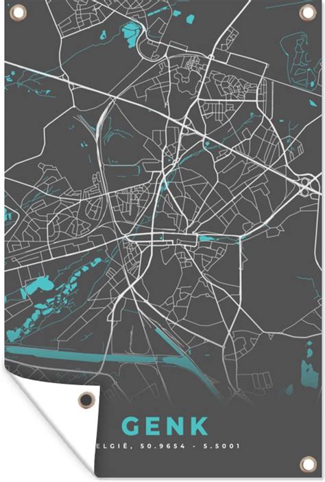 Tuinposters Buiten Kaart Plattegrond Stadskaart Genk Belgi