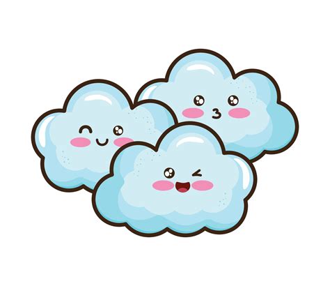 Kawaii Clouds Characters Vector Art At Vecteezy