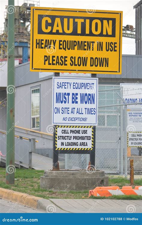 Outdoor Factory Safety Signs Stock Photo - Image of driver, warehouse ...