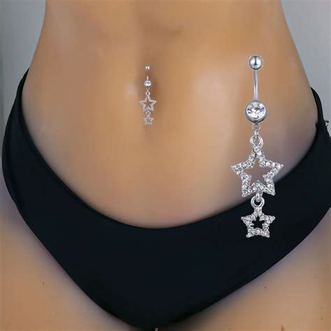 Sexy Stainless Steel Silver Color Star Belly Button Rings Navel