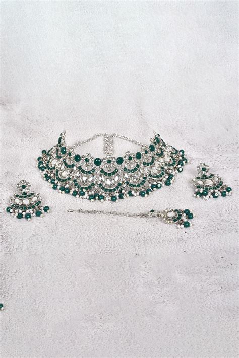 Buy Nayaab By Aleezeh Stone Studded Choker Jewellery Set Online Aza