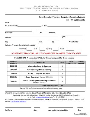 Fillable Online MSJC ECC Application Fax Email Print PdfFiller