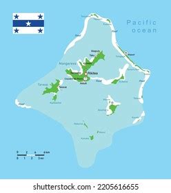 Vector Illustration Gambier Islands Mangareva Map Stock Vector Royalty