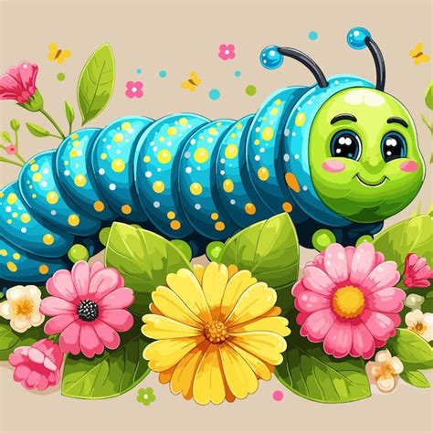 Premium Vector Cute Caterpillar Cartoon Vector Isolated On White