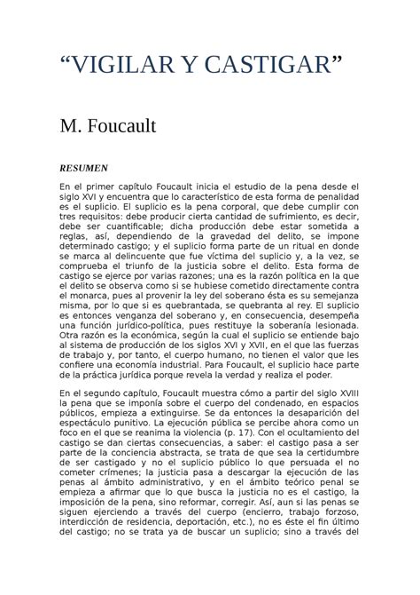 Vigilar Y Castigar Poder Disciplinario En La Sociedad En Pocas Palabras