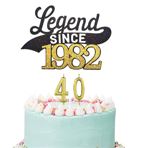 Buy Legend Since 1982 Cake Topper Gold Black Glitter Happy 40th