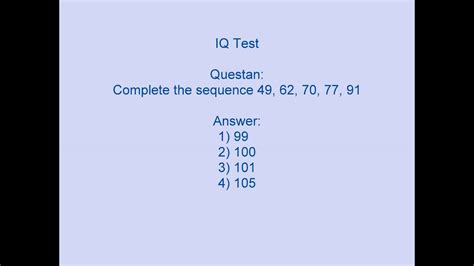 Iq Test Questions With Answers Iq Se Pano