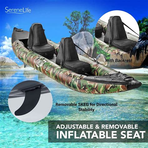 SereneLife Kayak Inflable Para 2 Personas Kayak Doble Con Paletas De