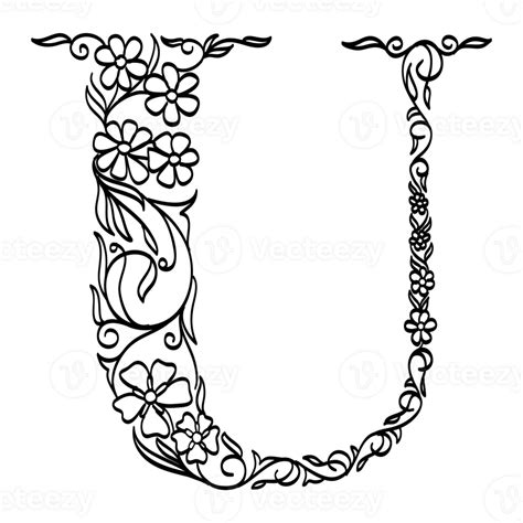 Abstract Floral Alphabet Font In Line Art Design 11030419 Png