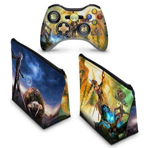 KIT Capa Case E Skin Xbox 360 Controle Rappelz Pop Arte Skins