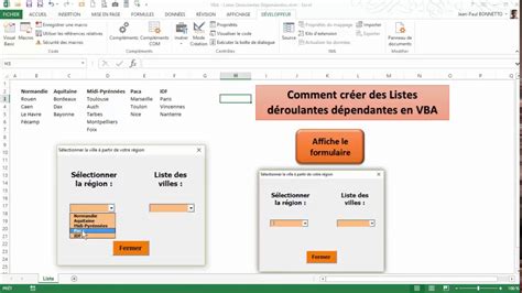 Excel Vba Créer Une Liste Déroulante Dépendante En Code Vba Youtube