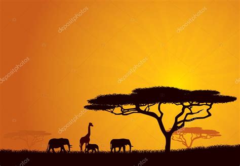 African Wildlife Background Nature Background Series Stock Vector by ...