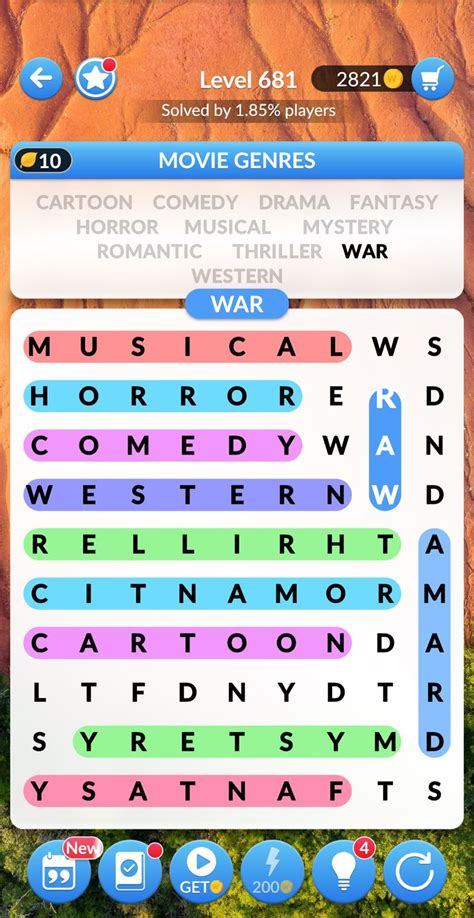 Word Search Explorer Level 681 Movie Genres Answers Qunb