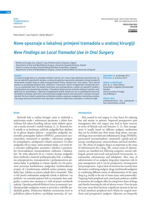 (PDF) New Findings on Local Tramadol Use in Oral Surgery