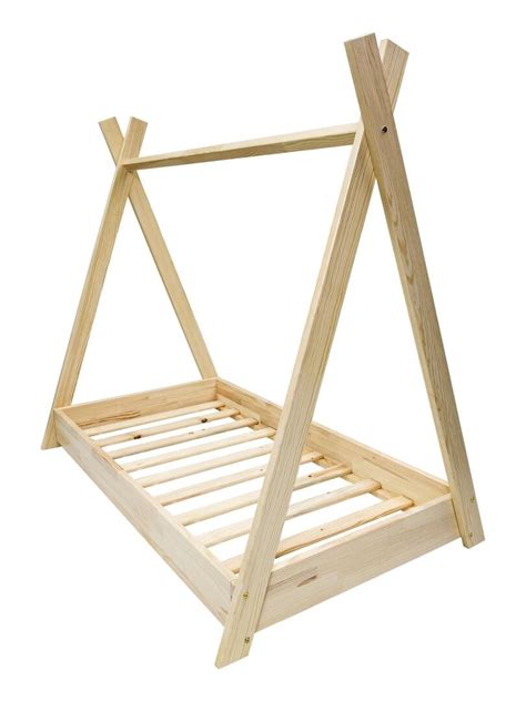 Lit Pour Enfant Maison 2 En 1 Tente Cabane En Bois Naturel 160x80 Cm