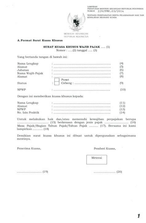 Inilah Format Surat Kuasa Pajak And Syarat Penggunaannya