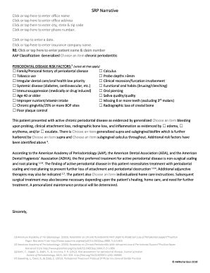 Insurance Narrative For Scaling And Root Planing Form Docx Fill