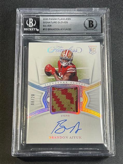 BRANDON AIYUK 2020 PANINI FLAWLESS SIGNATURE GLOVES AUTO PATCH ROOKIE