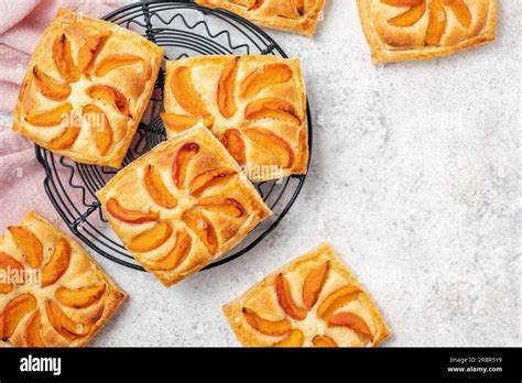 Puff Pastry Apricot Frangipane Tarts Stock Photo Alamy