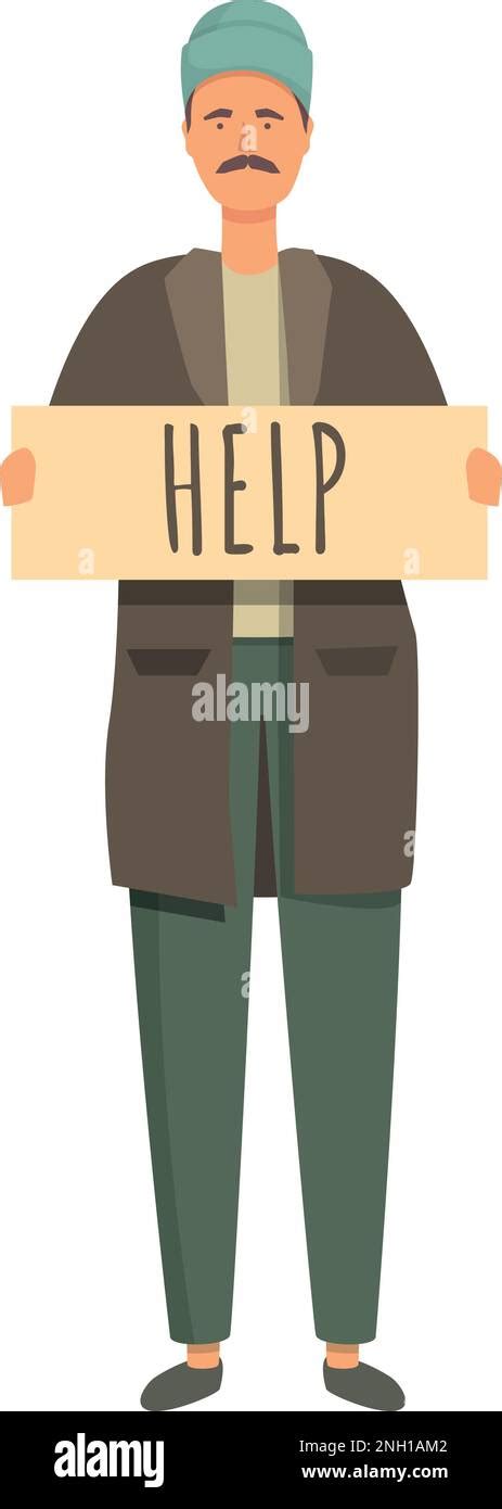 Homeless People Icon Cartoon Vector Poor Child Social Beggar Stock