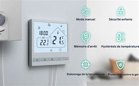 Beok Tuya Thermostat Connecté Thermostat Chaudiere Gazthermostat Programmable Intelligent