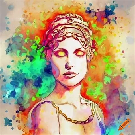 Greek goddess hestia in a watercolor style with technology and energy ...