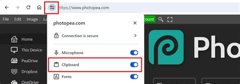 Give Photopea Clipboard Permissions