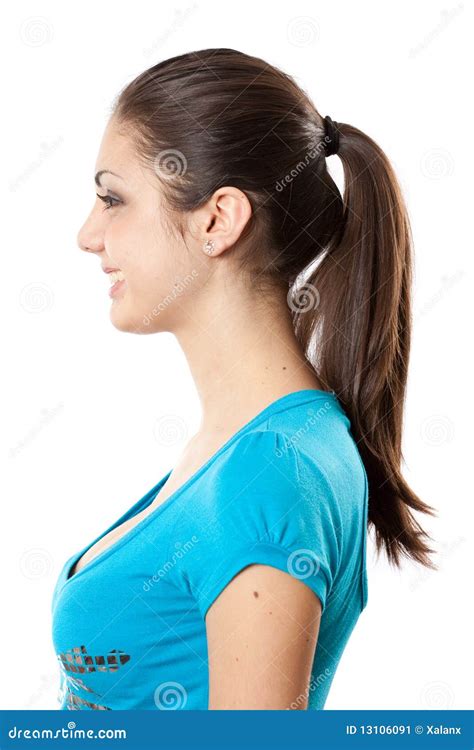 Brunette Avec La Queue De Cheval Image stock Image du santé yeux