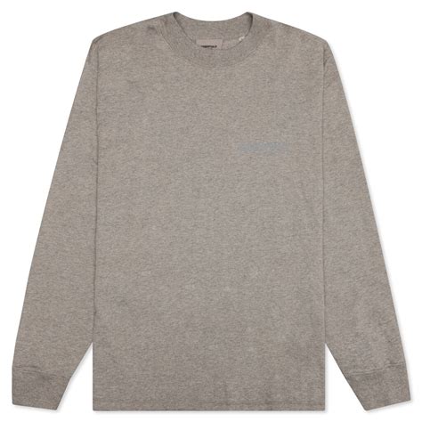 Essentials Ls Tee Dark Heather Oatmeal Feature