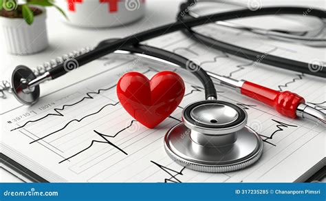 Stethoscope In The Shape Of A Heart Beat On A EKG Stock Illustration