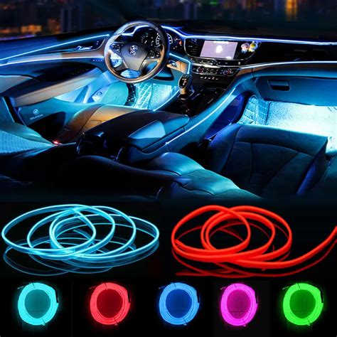 1M 3M 5M Neon LED Car Interior Decorative Lamps Strips USB Drive For