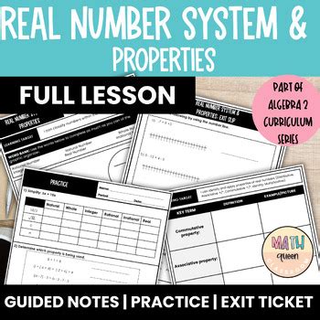 Real Numbers System Properties Guided Notes Practice Exit Ticket Algebra