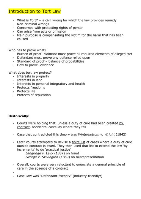 Lecture 1 Introduction To Tort Law Introduction To Tort Law What Is