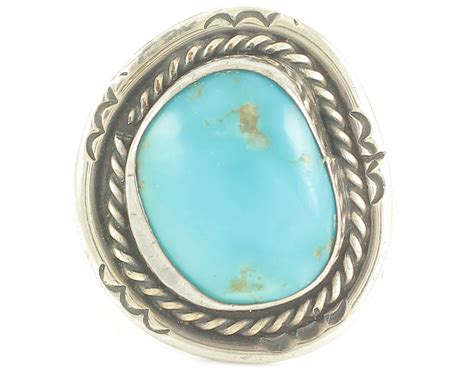 Sterling Silver Turquoise Statement Ring Vintage Southwestern Hand