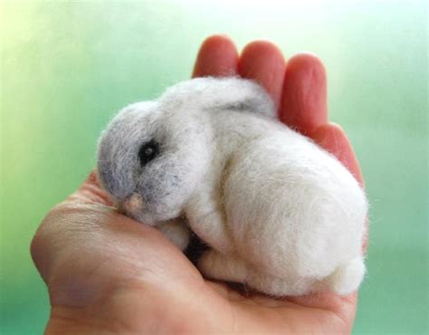 Sleeping Felted Bunny Nursery Decor Needle Felted Rabbit Etsy