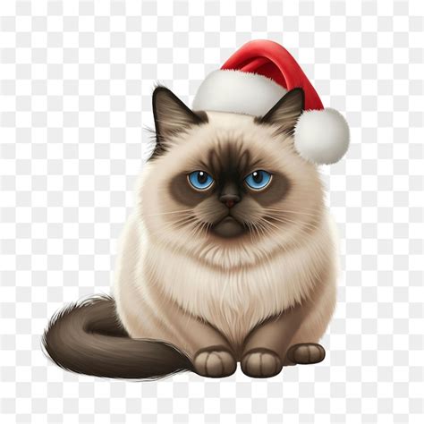 Gato De Birmania Con Un Sombrero De Navidad Archivo Psd Premium