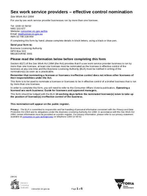 Sex Work Service Providers Effective Control Nomination Doc Doc Template PdfFiller