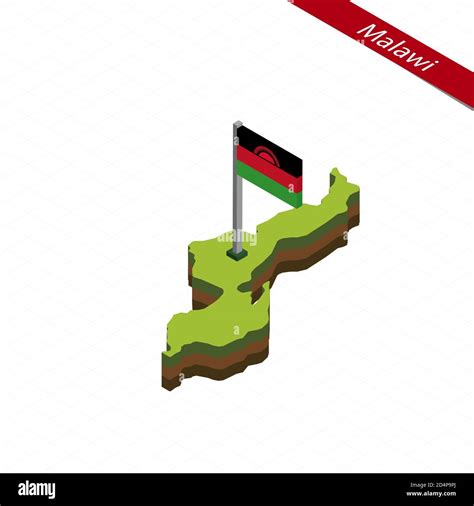 Isometric Map And Flag Of Malawi 3d Isometric Shape Of Malawi Vector